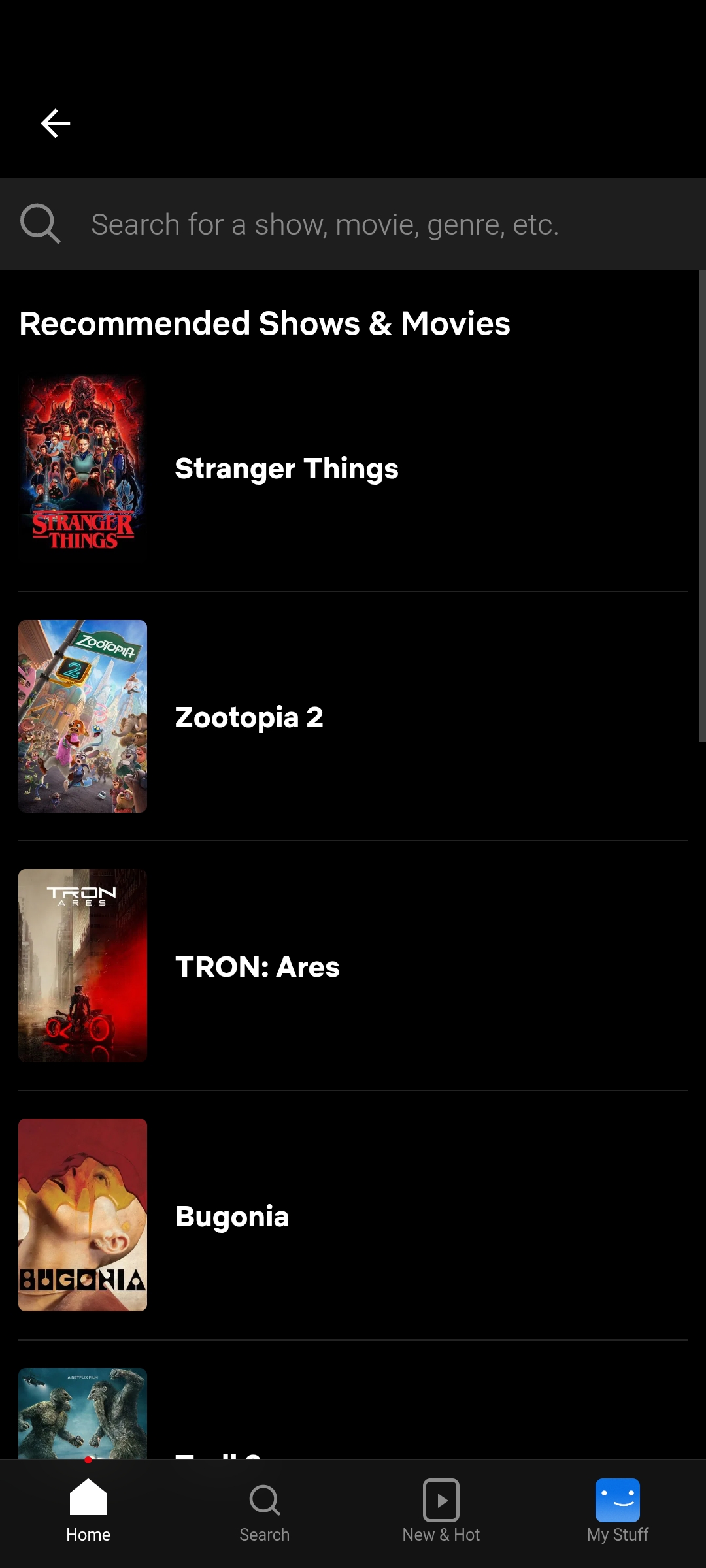 WatchOut App Search Feature